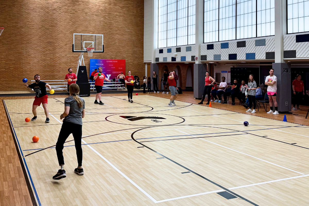 Group participating in a dodgeball tournament