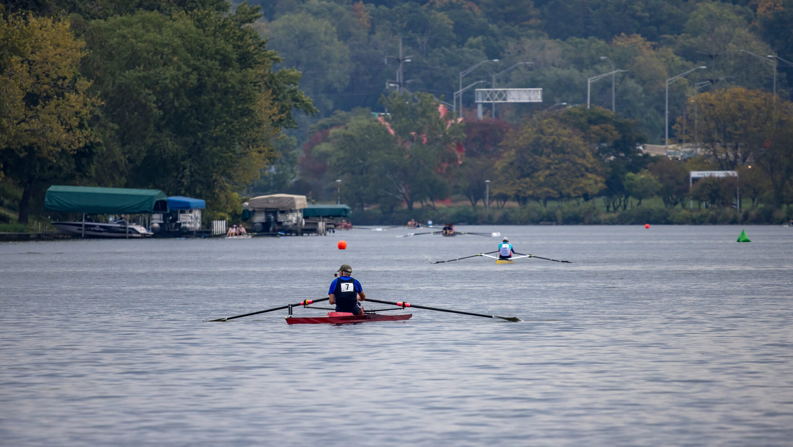 Rower on rock river