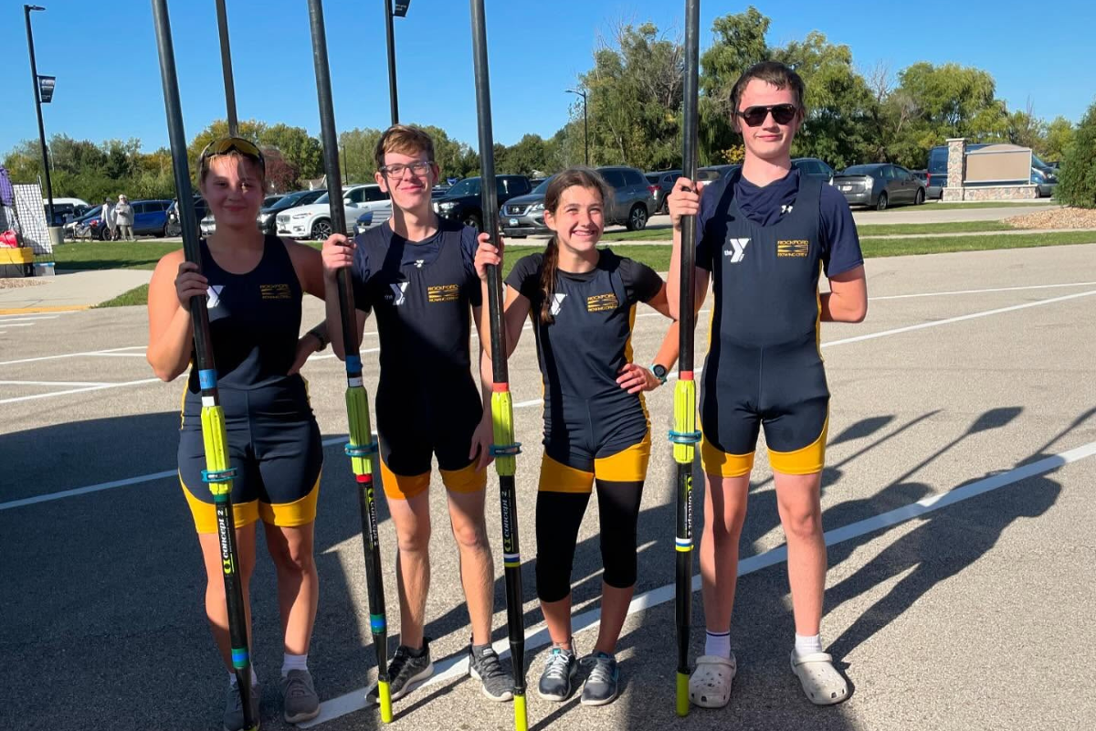 Junior Rowing Four members of junior rowing team in uniform