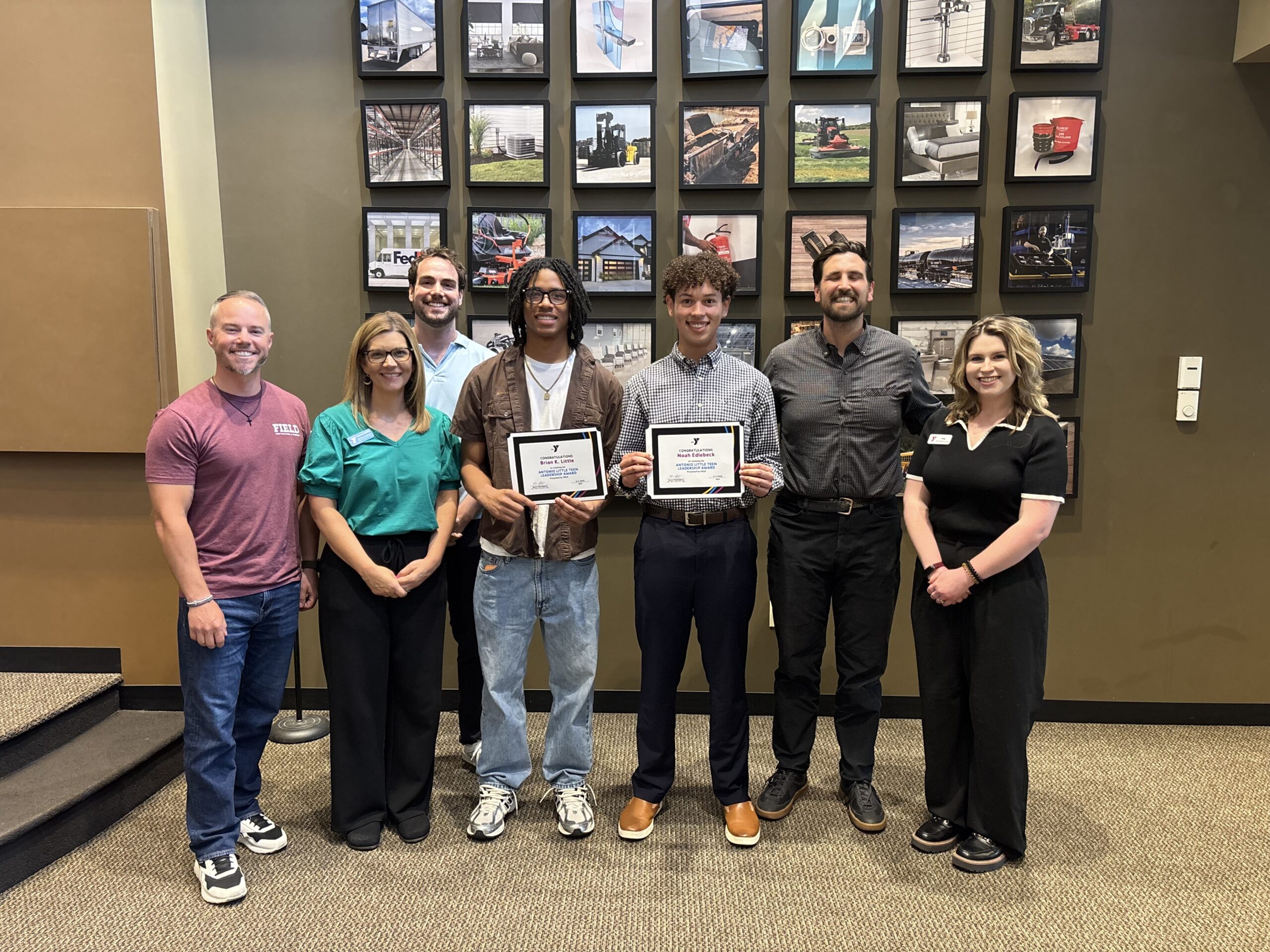 Antonio Little Scholarship Award Recipients posing for a photo with YMCA and FIELD staff
