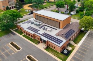 Roof of Good Shepherd YMCA with solar panels