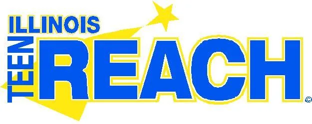 Illinois Teen REACH logo in bold blue and yellow with a star shooting upward.